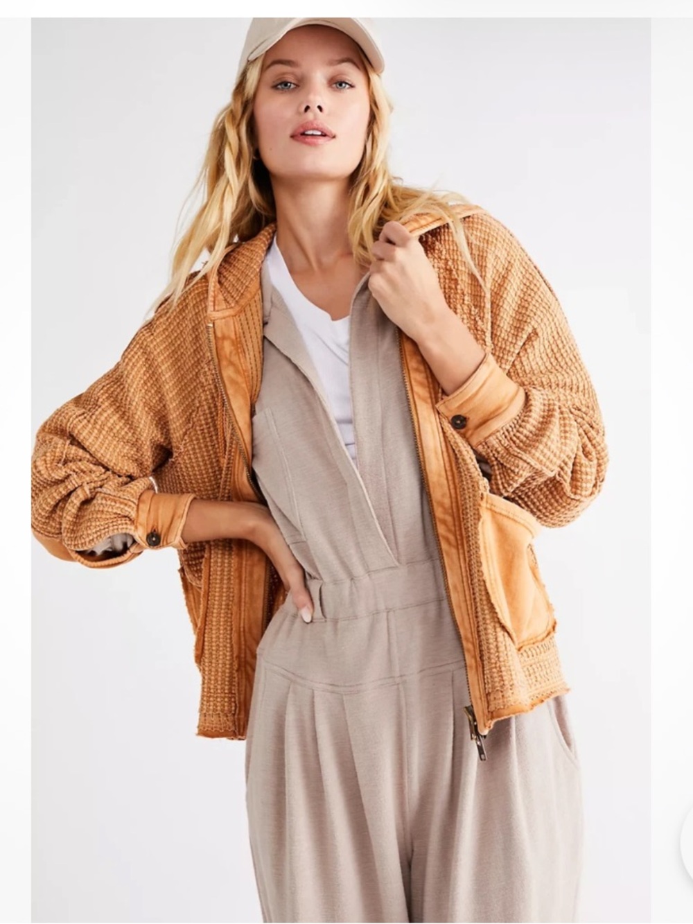 We The Free roger waffle Knit Zip-Up Cardigan -hoodie